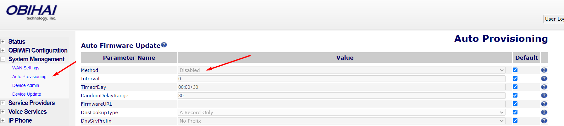 Disable obitalk auto provisioning