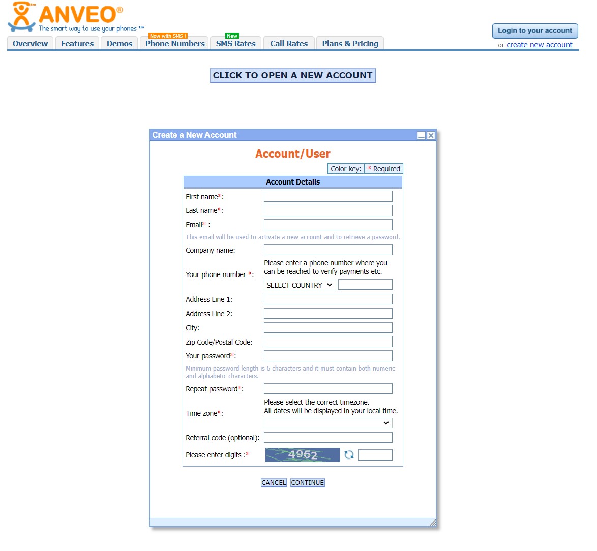 Anveo Signup Form