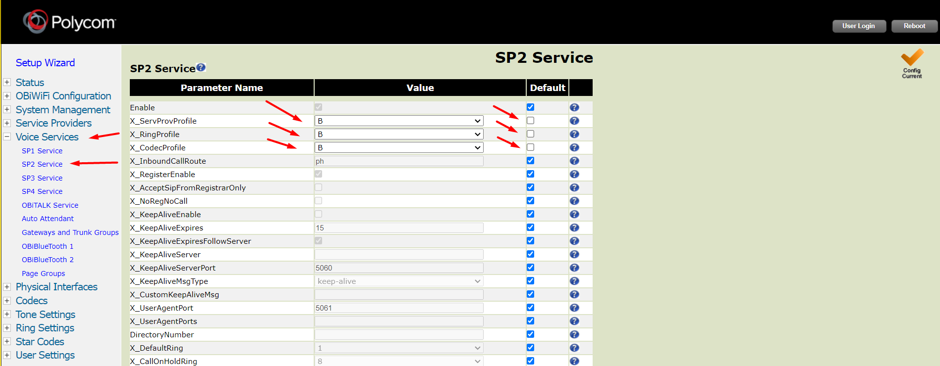 Obi200 select ITSP Profile in SP service